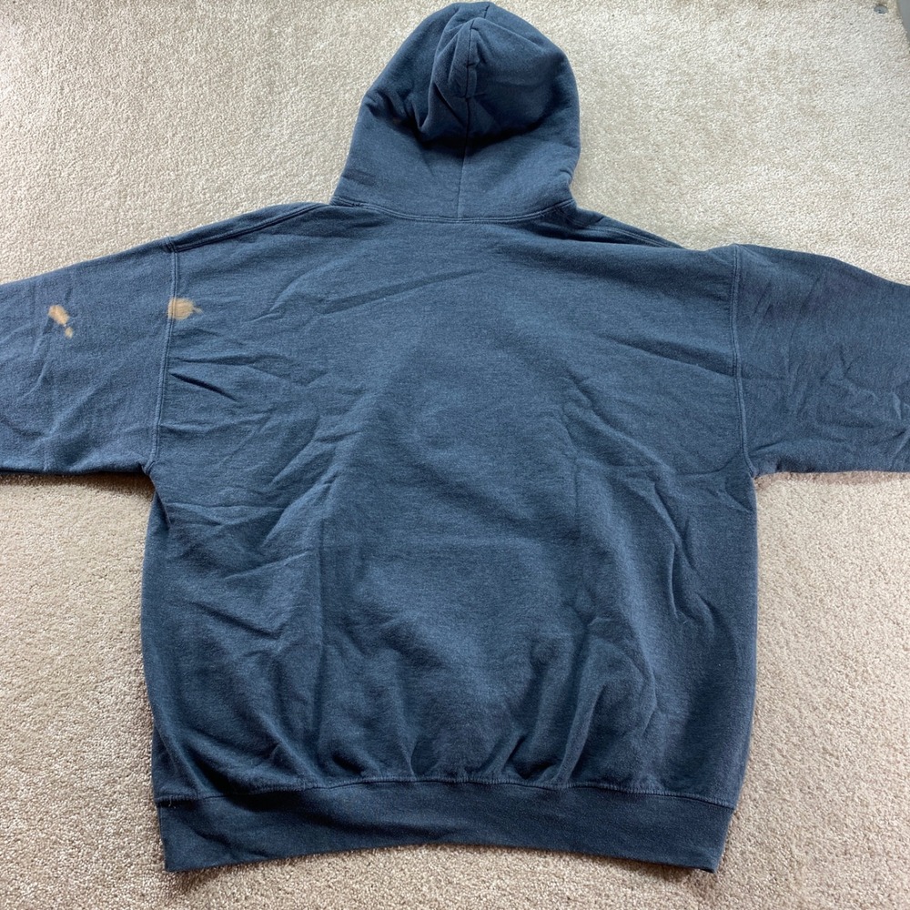 Gildan Chicago Flag Hoodie‎ Mens XL Gray Distressed Graphic Print Sweatshirt - Picture 11 of 13